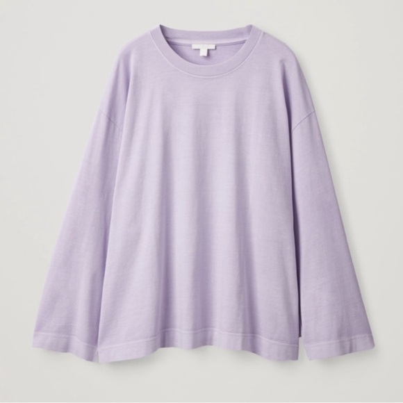 COS Flowy Boxy Oversized Basic Top Long Sleeve T-Shirt Lavender Lilac Size S - Picture 3 of 7